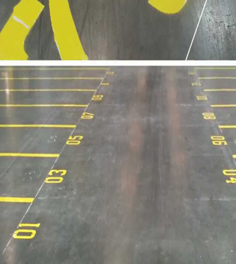 Warehouse floor line painting and location numbering